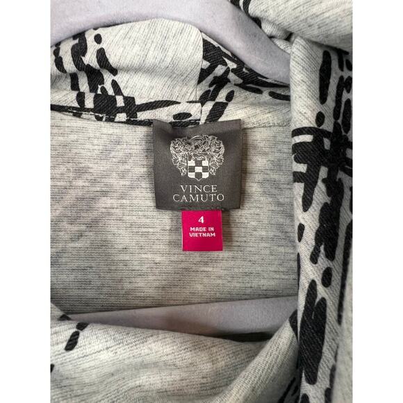 Vince Camuto Gray Striped Terry Cowl Neck Long Sleeve Dress Size 4 - Picture 2 of 4